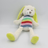 Doudou lapin blanc bleu vert rose rouge laine NICOTOY