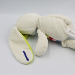 Doudou lapin blanc bleu vert rose rouge laine NICOTOY