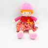 Doudou poupée chiffon rose rouge orange fleurs COROLLE