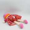 Doudou poupée chiffon rose rouge orange fleurs COROLLE