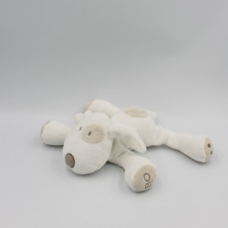 Doudou chien blanc cocard beige OBAIBI