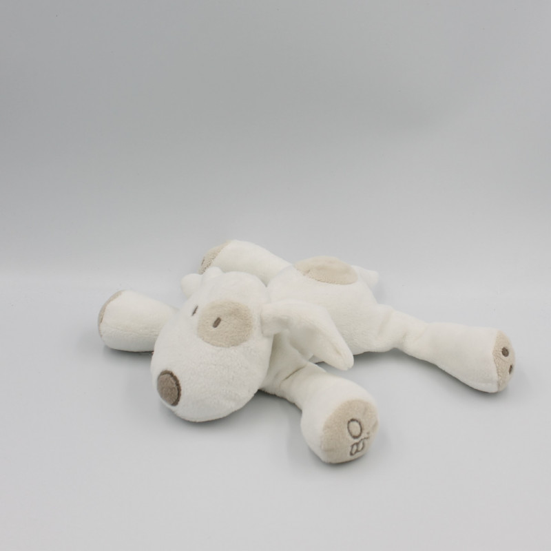Doudou chien blanc cocard beige OBAIBI
