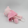 Doudou musical ours rose oiseau fleurs POMMETTE