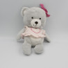 Doudou ours gris blanc robe rose ORCHESTRA