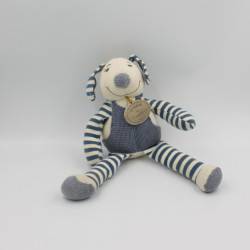 Doudou chien rayé bleu DOUDOU ET COMPAGNIE 28 cm