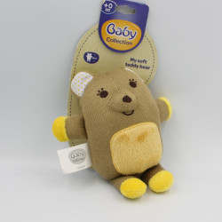 Doudou ours beige marron jaune laine BABY COLLECTION CMI