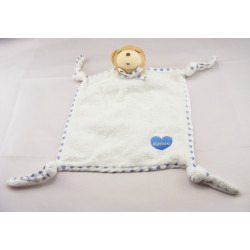 Doudou Plat Etoile Ours endormi coeurs bleu Kaloo