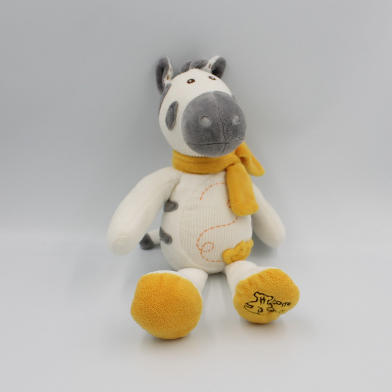 Doudou zèbre blanc gris jaune HISTOIRE D'OURS