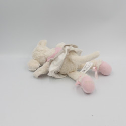 Doudou souris blanche rose grise Oscar J-LINE