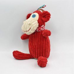 Doudou Bogos le singe rouge LES DEGLINGOS 30 cm