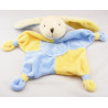 Doudou plat lapin jaune bleu CMP