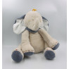 Grand Doudou éléphant Bao bleu beige blanc NOUKIE'S