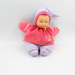 Doudou Poupée baby pouce rose mauve coeur de grenadine Corol