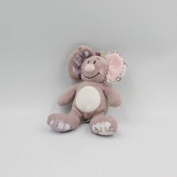 Doudou souris mauve rose fleurs Nina NOUKIE'S 17 cm