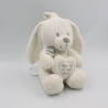 Doudou musical lapin blanc gris coeurs POMMETTE