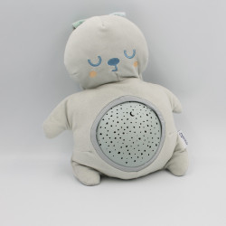 Peluche lapin gris projecteur veilleuse musicale PABOBO