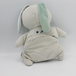 Peluche lapin gris projecteur veilleuse musicale PABOBO