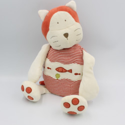 Doudou chat blanc rouge poissons SUCRE D'ORGE