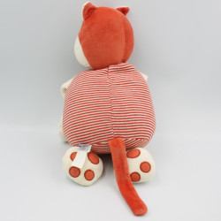 Doudou chat blanc rouge poissons SUCRE D'ORGE