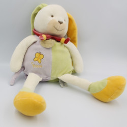 Doudou et compagnie lapin lapinou mauve vert jaune 45 cm