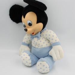 Ancienne Peluche Mickey mouse bleu blanc pois WALT DISNEY