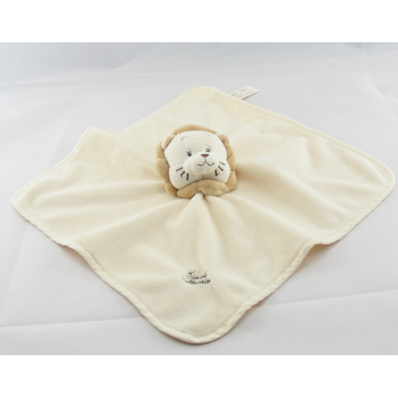 Doudou plat lion écru beige TIAMO 