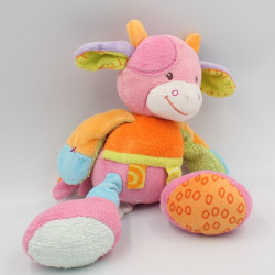 Doudou musical vache rose orange vert bleu Funny Farmer NATTOU