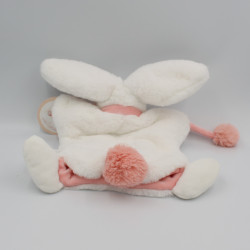 Doudou et Compagnie plat marionnette lapin blanc rose clair Pompon