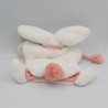 Doudou et Compagnie plat marionnette lapin blanc rose clair Pompon
