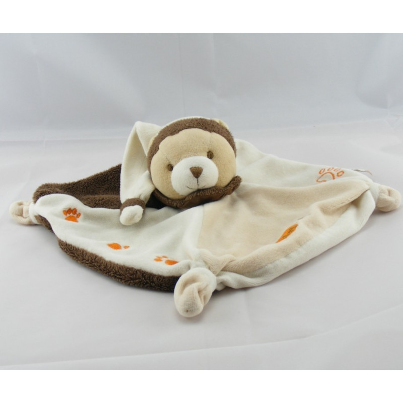 Doudou plat ours écru blanc marron BABY NAT