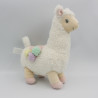 Doudou peluche lama blanc rose vert jaune mauve TEX