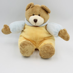 Doudou ours marron jaune bleu QUELLE LA SOURCE