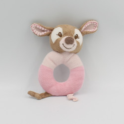 Doudou hochet faon biche Rosy marron rose NATTOU