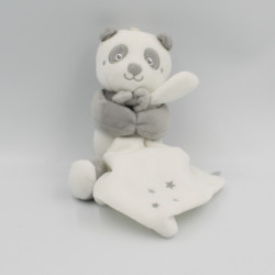 Doudou panda gris blanc mouchoir SUCRE D'ORGE