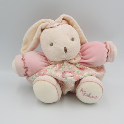 Doudou Lapin boule lilirose fleurs bonnet rose Kaloo 25 cm