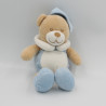 Doudou ours bleu blanc beige MES PETITS CAILLOUX CMP