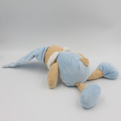 Doudou ours bleu blanc beige MES PETITS CAILLOUX CMP