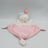 Doudou plat ours rose blanc plume indien MOTS D'ENFANTS