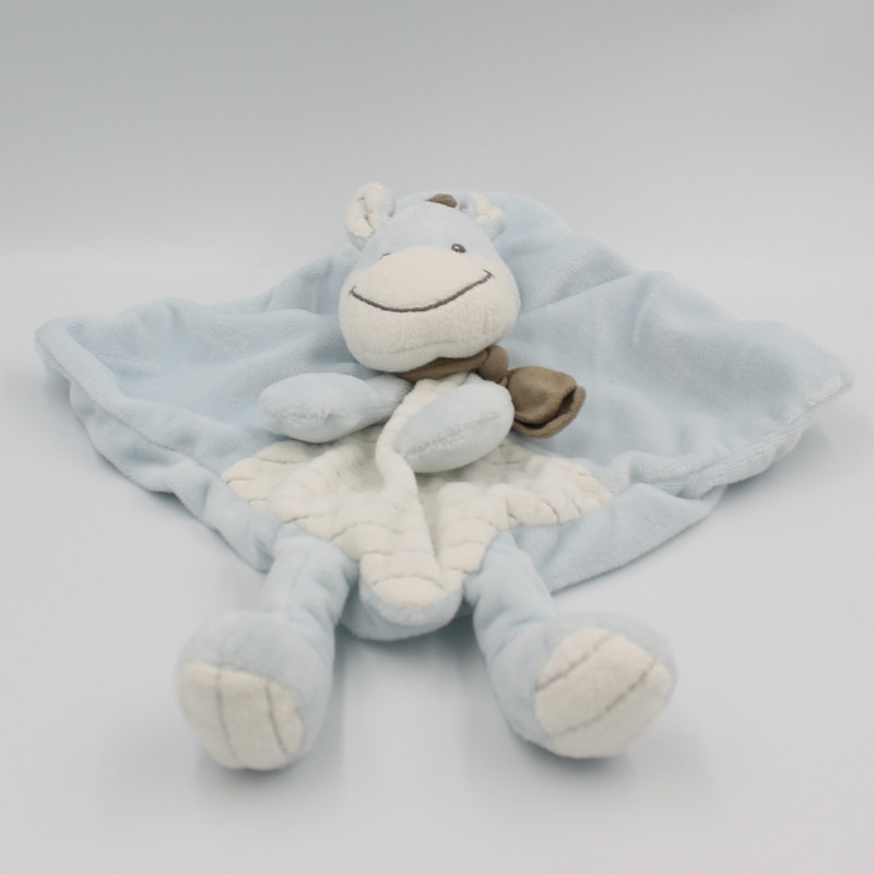 Doudou plat ane zébre cheval bleu blanc marron KIABI NICOTOY