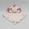 Doudou plat girafe vache rose blanc fleurs KIMBALOO