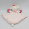 Doudou plat girafe vache rose blanc fleurs KIMBALOO