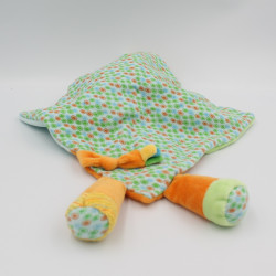 Doudou plat lion orange vert bleu jaune feuille NICOTOY VETIR