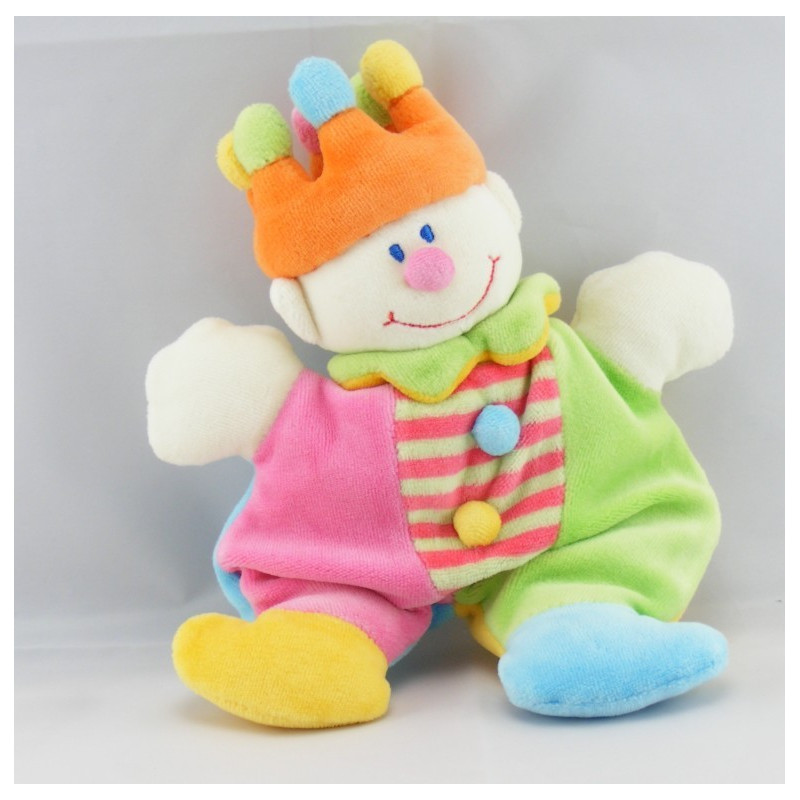 Doudou semi plat Clown multicolore couronne JOLLYBABY