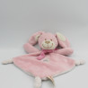 Doudou plat lapin rose blanc écharpe NICOTOY