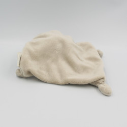 Doudou plat carré lapin gris beige GRAIN DE BLE