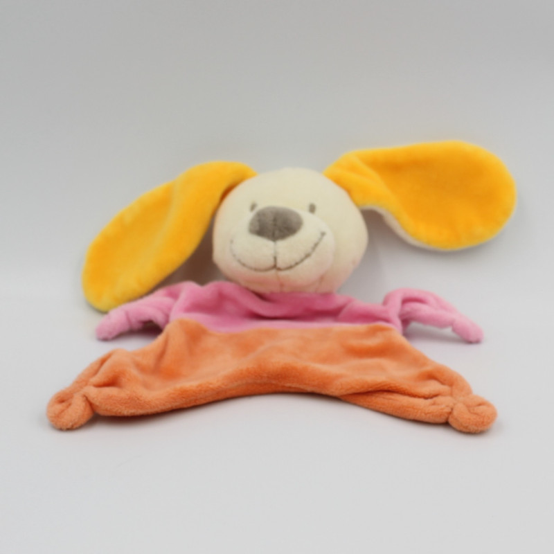 Doudou plat lapin rose orange Nicotoy