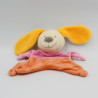 Doudou plat lapin rose orange Nicotoy
