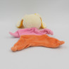 Doudou plat lapin rose orange Nicotoy