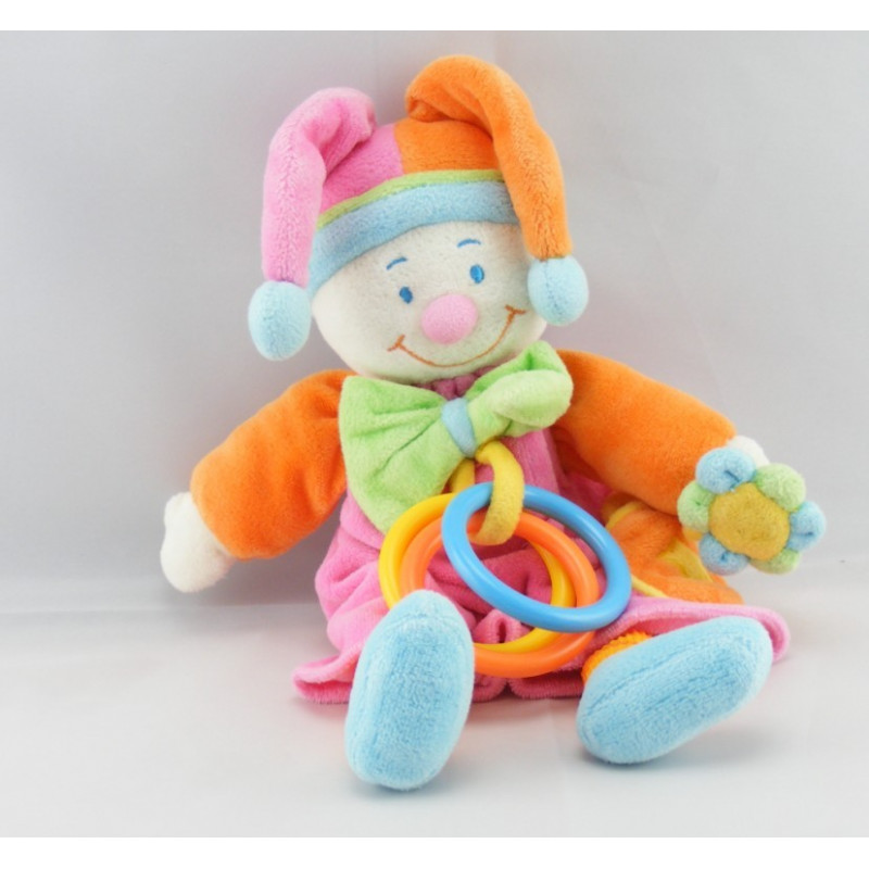 Doudou Clown rose hochet fleur JOLLYBABY