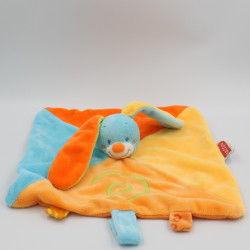Doudou plat lapin bleu orange vert Funny Farmer NATTOU